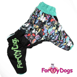 ForMyDogs - Warm Overall Big Dogs, Female, Black "Butterflies" - Mt B3