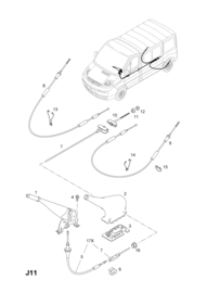 Stelmechaniek Handremkabel Opel Vivaro