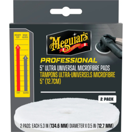 Meguiar's Professional Ultra Universal Microfiber Pads - 5,3'' diameter x 0,5'' (134,6mm x 12,7mm) - wit - set van 2