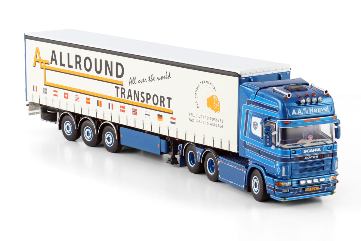 A.A. vd Heuvel; SCANIA 4 SERIES TOPLINE 6X2 TAG AXLE CURTAINSIDE TRAILER - 3 AXLE