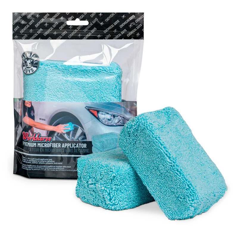 Chemical Guys Premium Grade Microfiber Applicators - Blue 5x3x2.25'' (2 Pack)