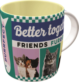 Retro koffiebeker Together Cats