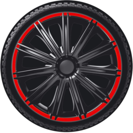 4-Delige Wieldoppenset Nero R 14-inch zwart/rood