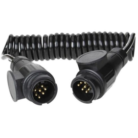 Q-Parts Spiraalkabel 2 mtr incl stekkers 2x stekker 13-polig 8-aderig