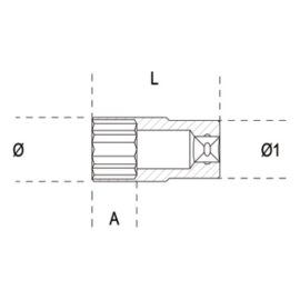 Beta Dopsleutel  zeskant lange uitvoering  17 mm