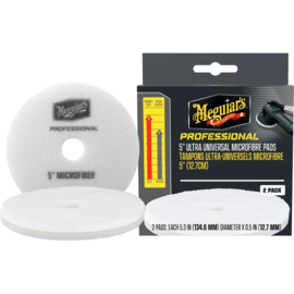 Meguiar's Professional Ultra Universal Microfiber Pads - 5,3'' diameter x 0,5'' (134,6mm x 12,7mm) - wit - set van 2