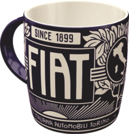 Retro koffiebeker Fiat Since 1899 Logo Blue