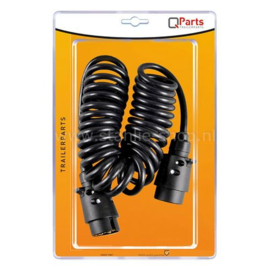 Q-Parts Spiraalkabel PVC 3mtr met 2x stekker 7-polig in blister
