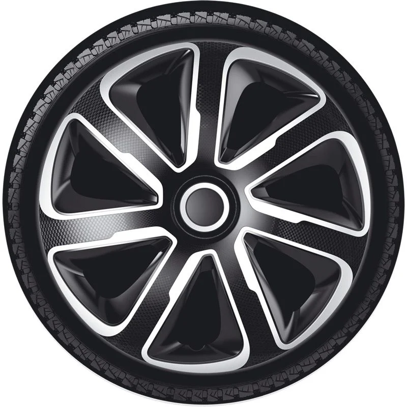 4-Delige Wieldoppenset Livorno 14-inch zilver/zwart carbon-look