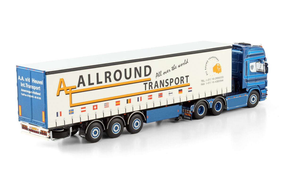 A.A. vd Heuvel; SCANIA 4 SERIES TOPLINE 6X2 TAG AXLE CURTAINSIDE TRAILER - 3 AXLE