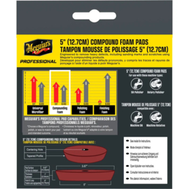Meguiar's Professional Foam Compound Pads - 5'' diameter x 1'' (127mm x 25,4mm) - Rood - set van 2