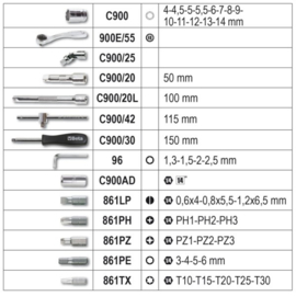 Beta Assortiment  42 Delig 1/4  aansluiting