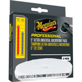 Meguiar's Professional Ultra Universal Microfiber Pads - 5,3'' diameter x 0,5'' (134,6mm x 12,7mm) - wit - set van 2