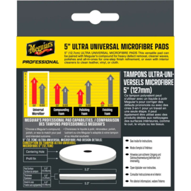 Meguiar's Professional Ultra Universal Microfiber Pads - 5,3'' diameter x 0,5'' (134,6mm x 12,7mm) - wit - set van 2