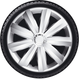 AutoStyle 4-Delige Wieldoppenset Venture Pro 13-inch zilver + chroom ring (Nylon)