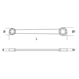 BETA Dubbele platte Torx-Ringsleutel E14 x E18