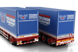 Tieleman; SCANIA 3 SERIES STREAMLINE 4X2 RIGED BOX TRUCK DRAWBAR TRAILER