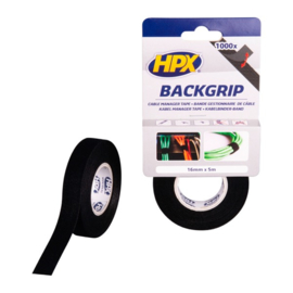 HPX Backgrip - kabelbinderband - 16 mm x 5 m zwart
