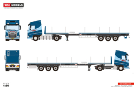 van der Werff logistics; DAF XF SH WITH SKY LIGHTS 4X2 FLATBED TRAILER - 3 AXLE