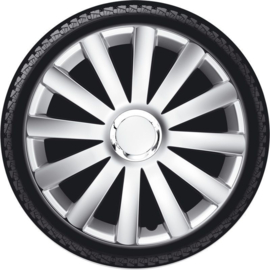 4-Delige Wieldoppenset Spyder 15-inch zilver + chroom ring