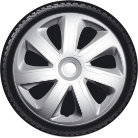 4-Delige Wieldoppenset Livorno 15-inch zilver carbon-look