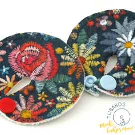 "Embroidery Flower Print" set van 2 g/j sondepads