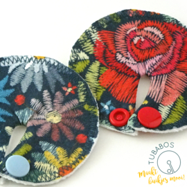 "Embroidery Flower Print" set van 2 g/j sondepads