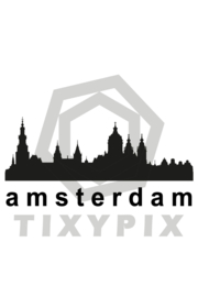 Skyline amsterdam txt yes - zwarte print