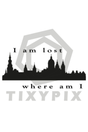 Skyline amsterdam i'm lost - witte print