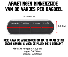 Pillendoosje Zwart 7-daags / 4 vakjes per dag