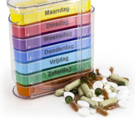 Pillendoosje Multicolor 7-daags / 4 vakjes per dag