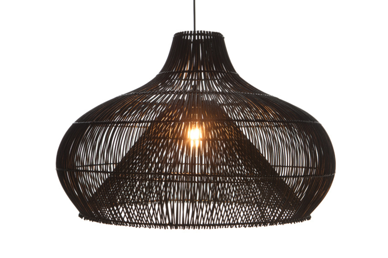 Rattan Dome zwart 70 cm Hanglampen www.junaliving.nl