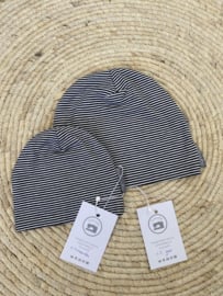 Beanie  zwart wit streep