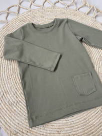 Shirt jongens | RIB OLIJF GROEN
