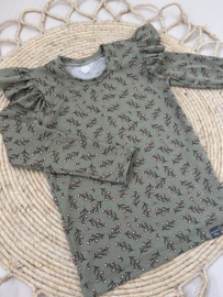Shirt RUFFELS |  ROOSJES OLIJFGROEN