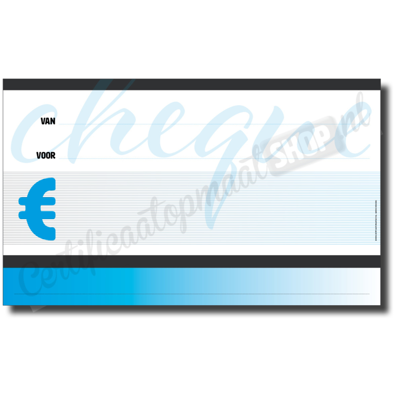 Verwonderlijk Blanco cheque blauw (Grote Cheque: 40 x 25 x 1 cm,Eigen logo TC-77