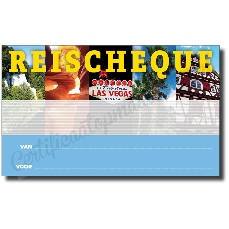 Verwonderlijk Reischeque (Grote Cheque: 40 x 25 x 1 cm,Spoedlevering (meerprijs VA-56