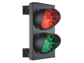 Verkeerslicht 230V groen-rood LED op flespaal 1600 mm hoog verzinkt 224230VP