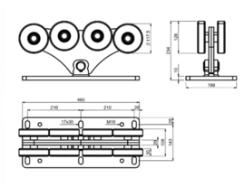 CA SPEED L. LARGE 8 wiels trolley .  Schuifpoort onderdelen worden niet verzonden, alleen afhalen na afspraak in magazijn.