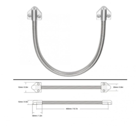 Kijzer RVS. Kabelovergang, RVS slang voor max.kabel diameter 10mm. Lengte 450mm. Om de overgang van paal naar poort te maken. Art. 4501