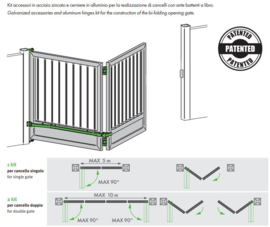 FAC Bi folding kit,  voor poorten gemaakt van vierkant 40 mm buis.