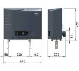 Ditec CROSS8VEP Aandrijfmotor voor intensief gebruik, 230v externe magnetische eindschakelaars, ingebouwde LCA85 en ZENRS radio-ontvanger (HO)