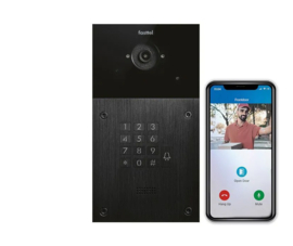 FT600VKK | Videokit Plug & Play: Buitenpost 1 knop+ codeklavier, zowel in-als opbouw 216x116mm + Monitor 7" wifi + 4xApp licentie + PoE switch  (HO)