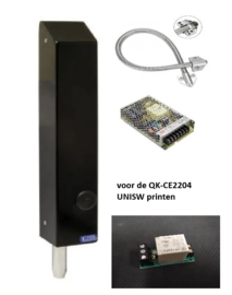 Electro mech.Elektrische pengrendel staal RAL9005 voor de QK-CE2204 UNISW  print, complete set met voeding en slotmodule voor Quiko. opera nestor, met qk-relais