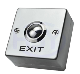 EXIT opbouw drukknop.   54mm x54mmx26mm. RVS / INOX.  Art. 0807