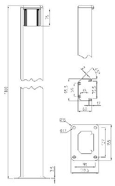 GEBA  Alu-paal met voet - 110cm Art nr. PLT106