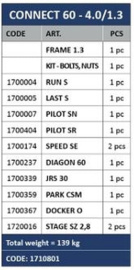 CAIS CONNECT60/1.3 Complete set vrijdragende schuifpoort 4.0 x 1.3 Incl. poortframe, excl. poortbekleding (HO)