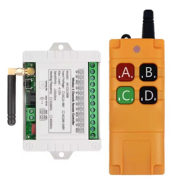 Set Universele 433Mhz zender Industriële DC 12V 24V 36V 4kanaals RF Draadloze Afstandsbediening Tot 2Km.  Art Nr 2000uni.