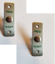2 stuks Drukknop RVS/ INOX press to exit. Art. 0804B 2x