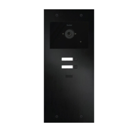 Fasttel FT600VC-2-L  is een videofoon met 2 sip accounts, zwart geanodiseerd en beschikt over 2 drukknoppen en kleuren camera. 349x154mm.  (HO)